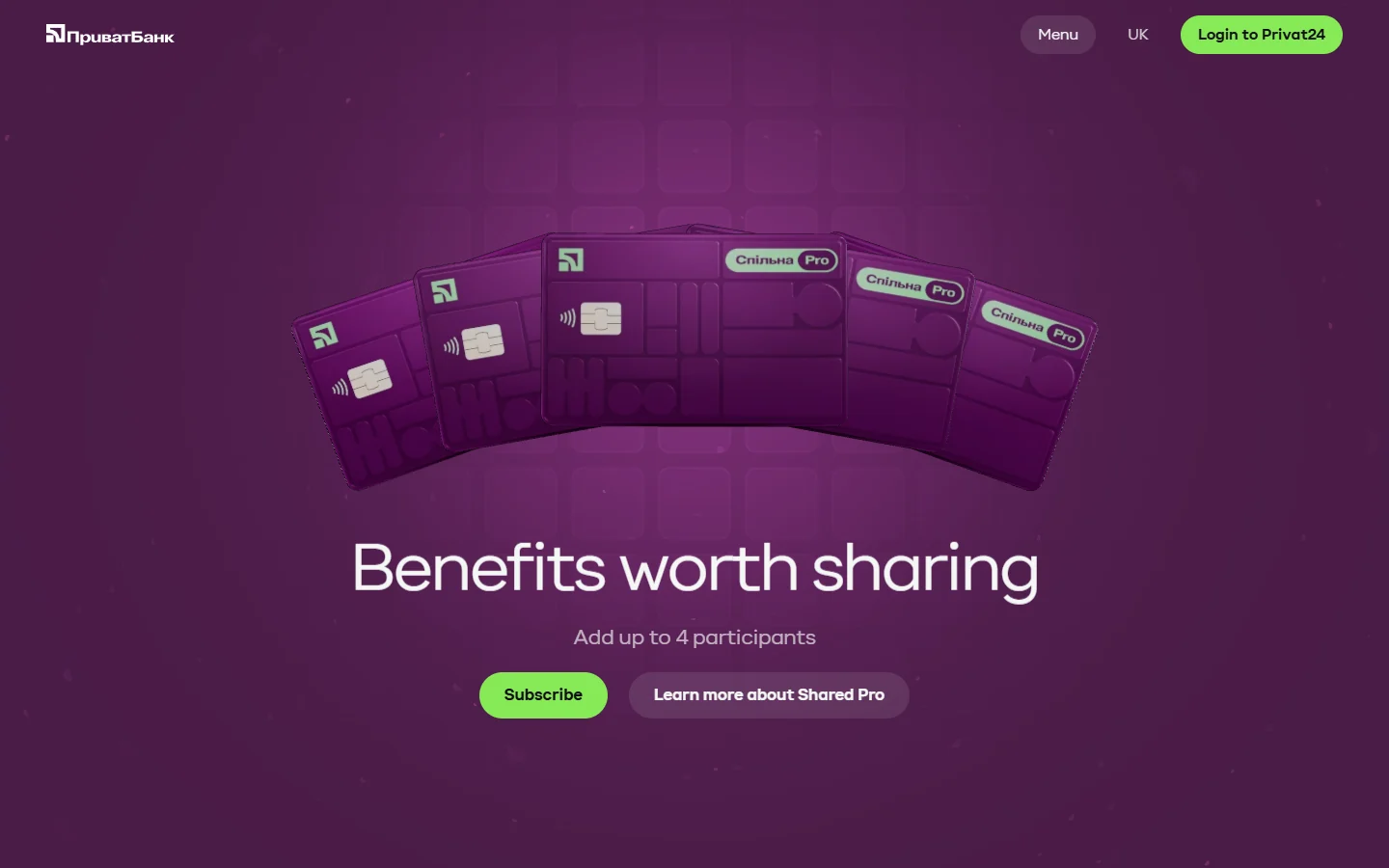 PrivatBank — Shared Pro: one card becomes a hand of five