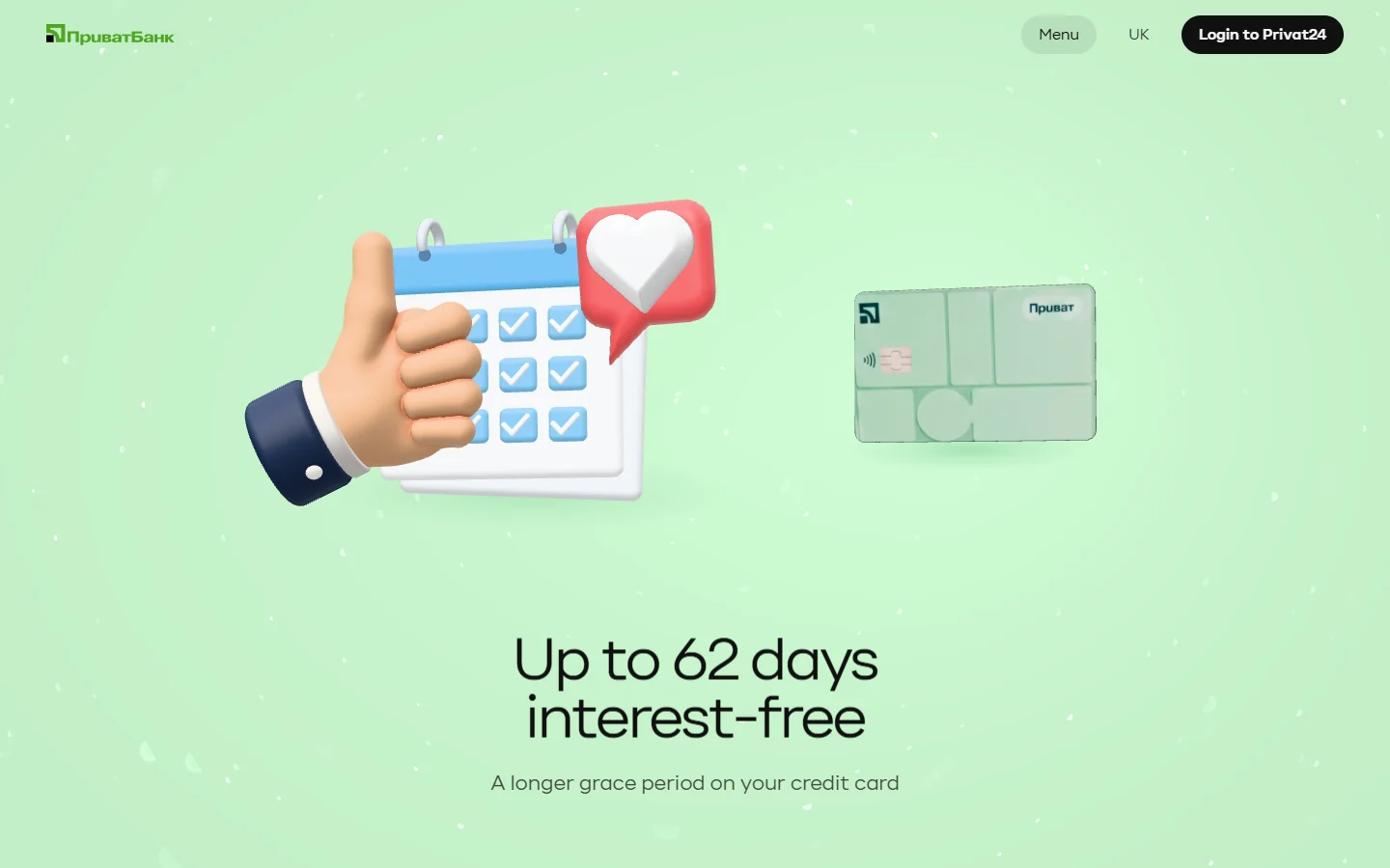 PrivatBank — a clay calendar marks the days of the grace period