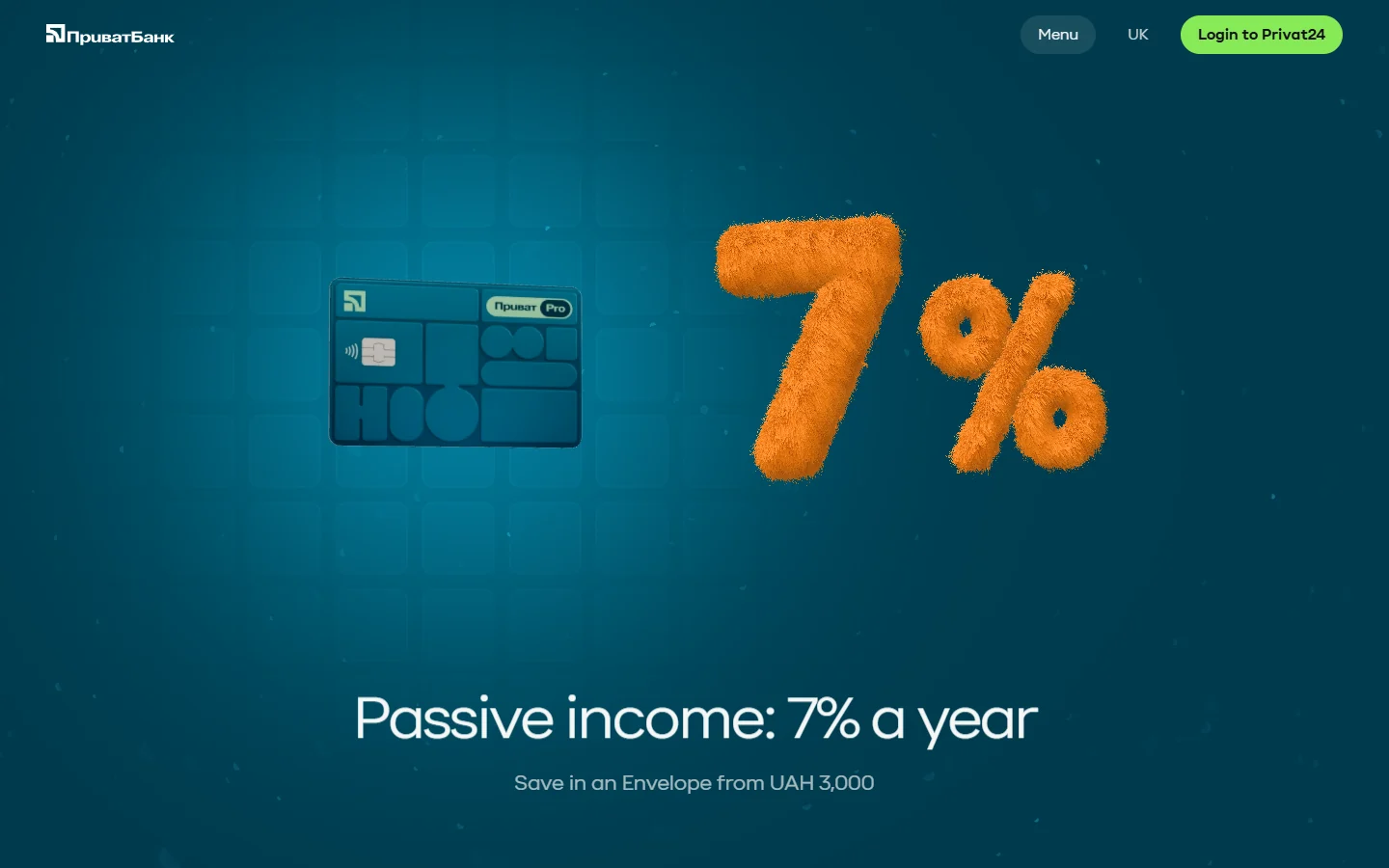 PrivatBank — Passive income, seven per cent a year, in fur