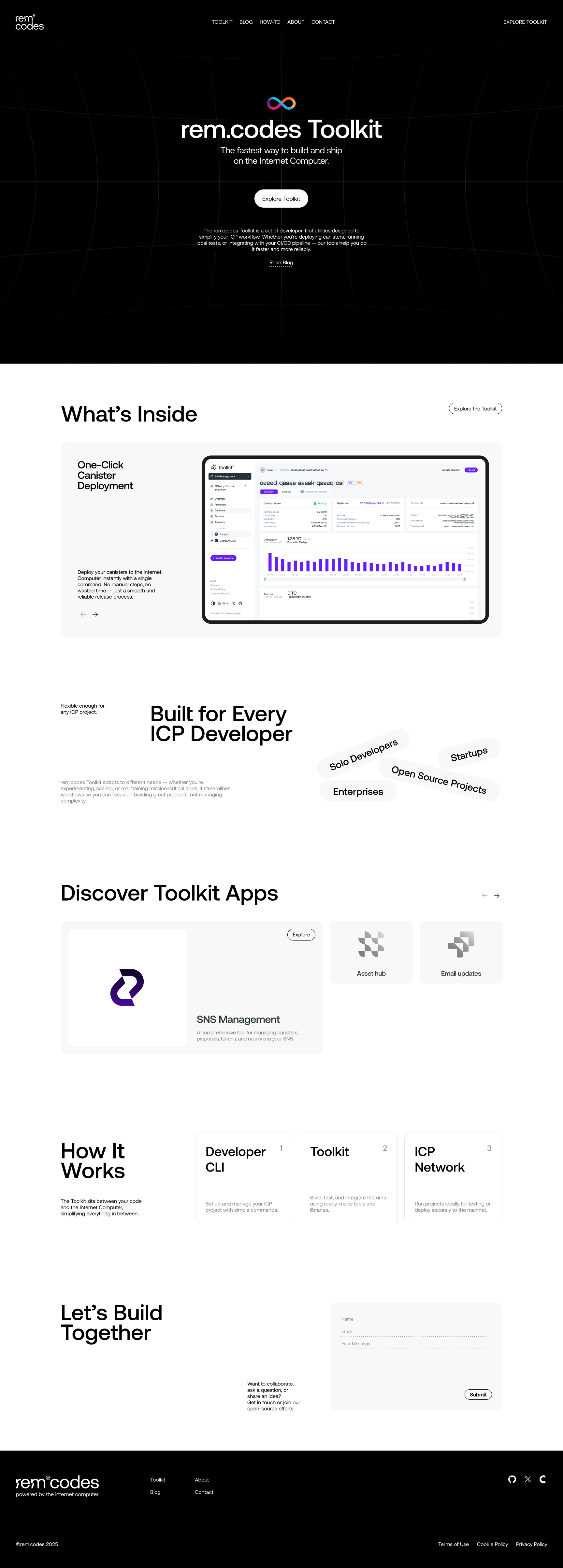 rem.codes website · Toolkit overview · Desktop