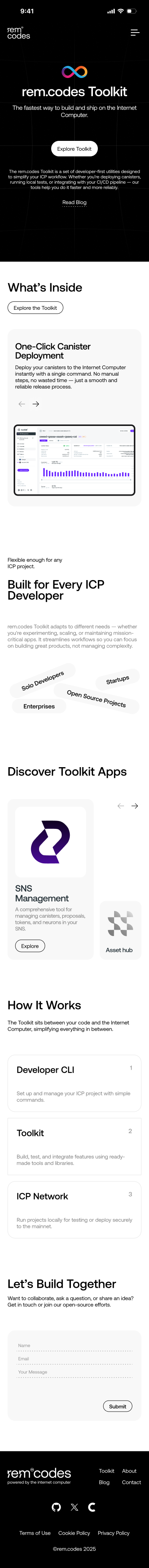 rem.codes website · Toolkit overview · Mobile