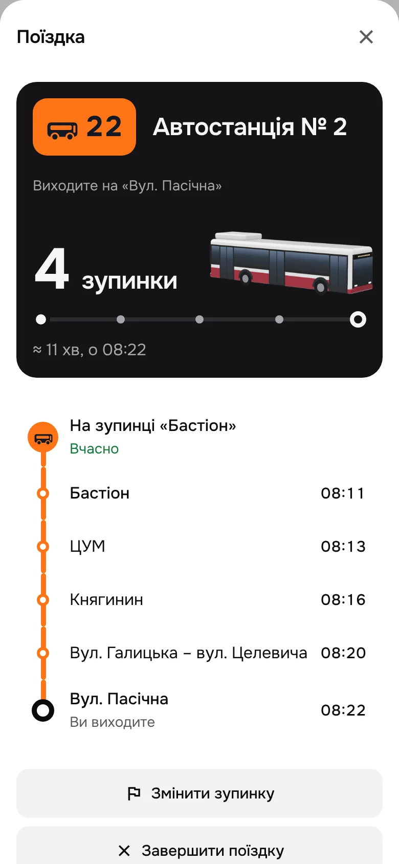Dozor — four stops to go, on the ride board