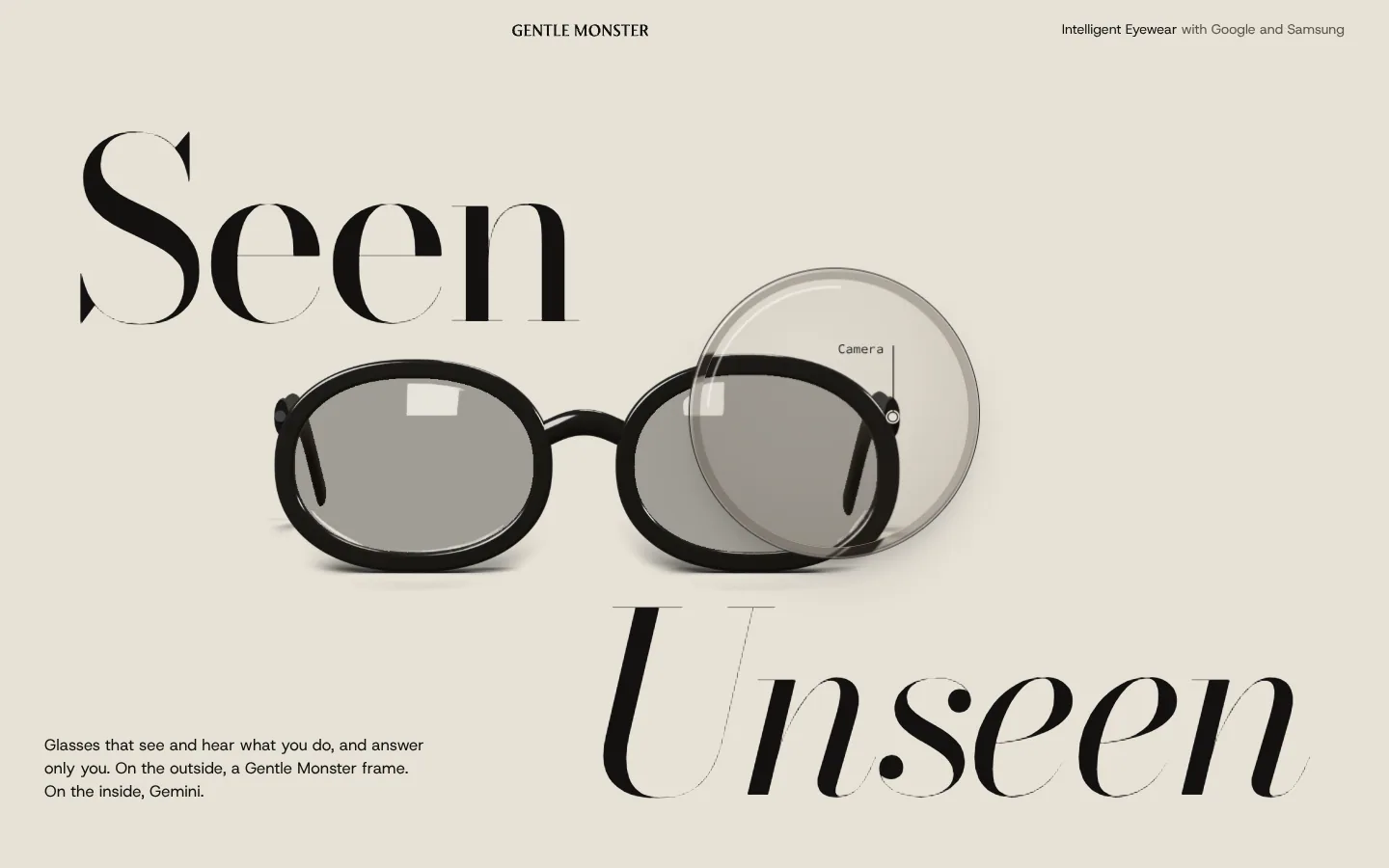 Gentle Monster — seen / Unseen, with the lens over the page