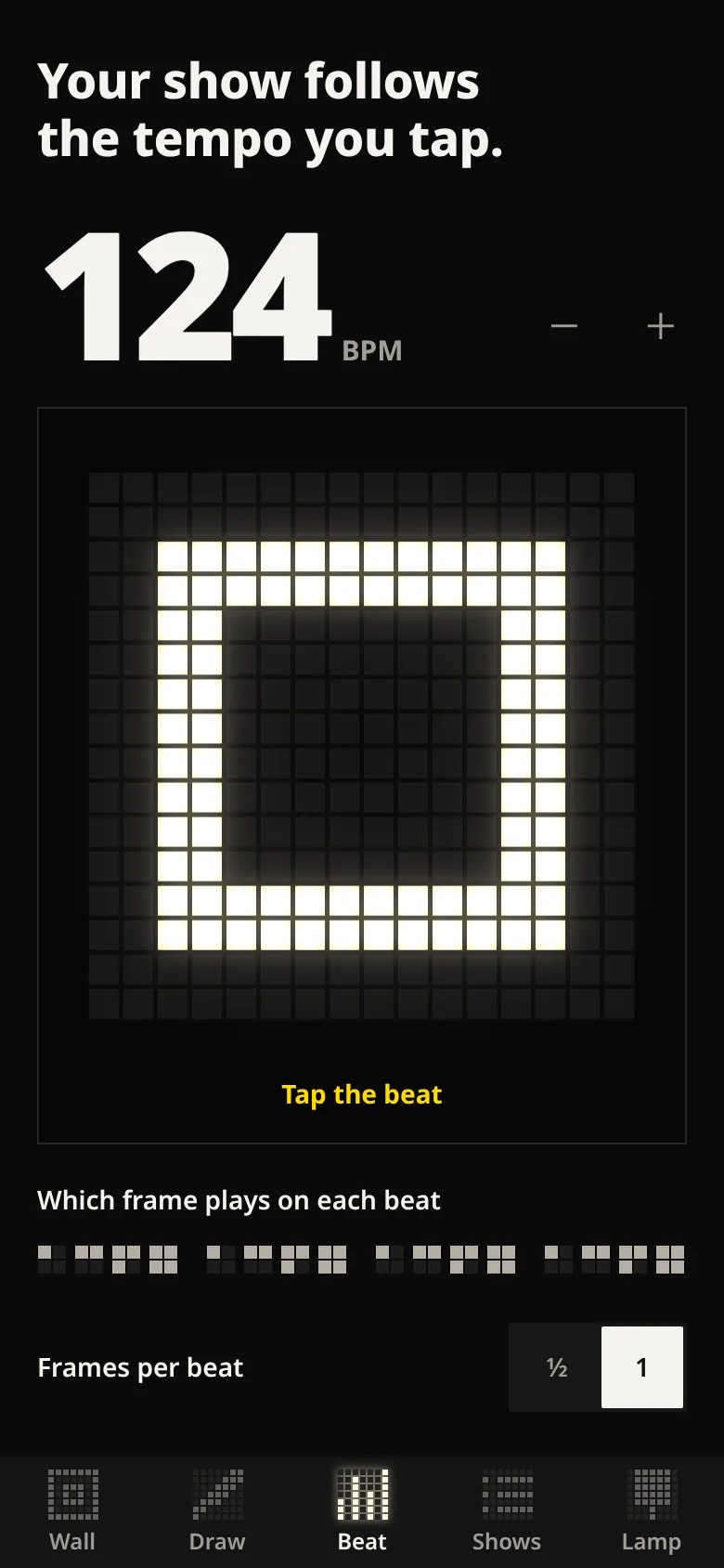 OBEGRÄNSAD Light Show — the show follows the tempo you tap