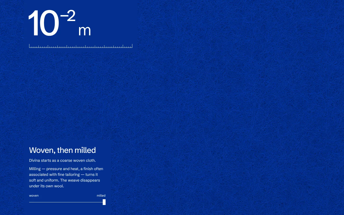 Kvadrat Divina — woven, then milled, at 10⁻² m