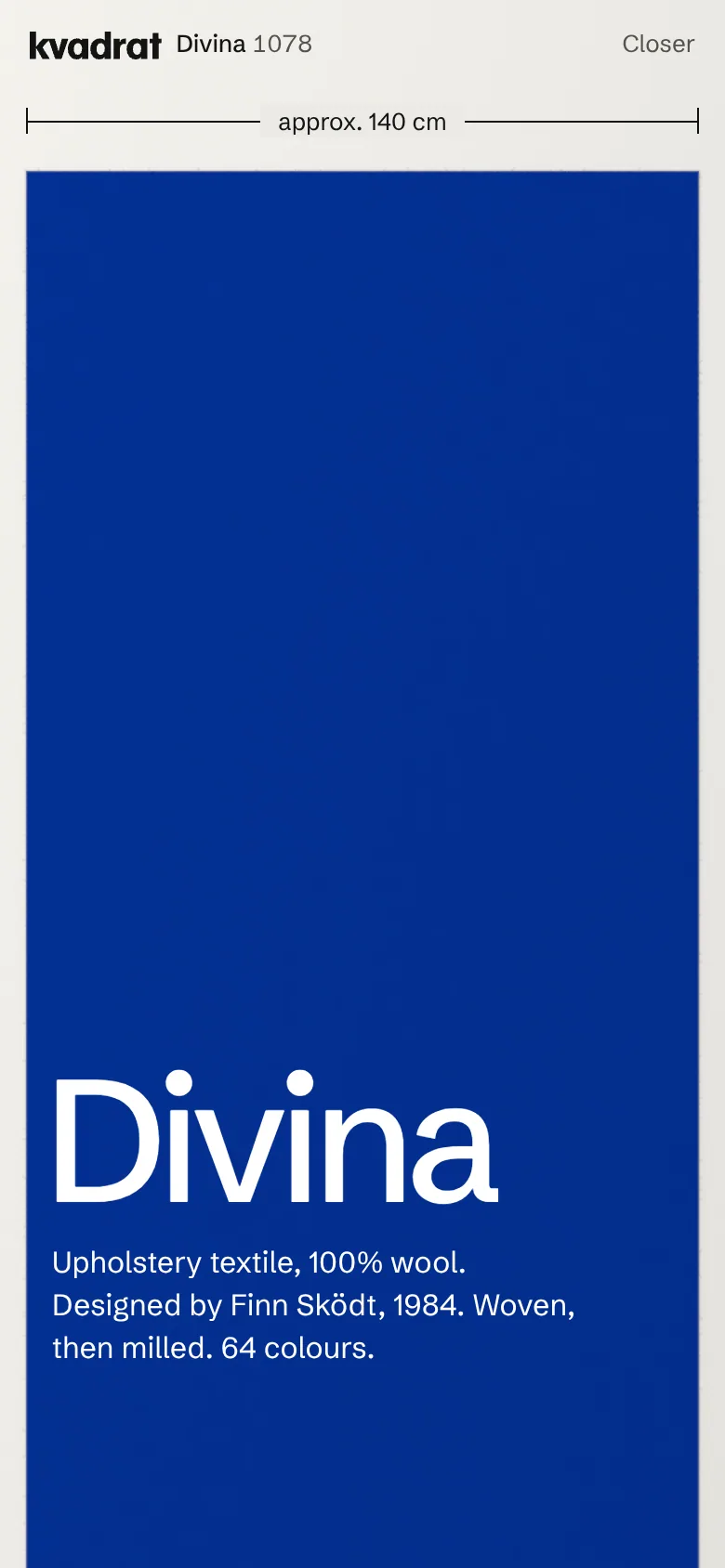 Kvadrat Divina — the page on a phone