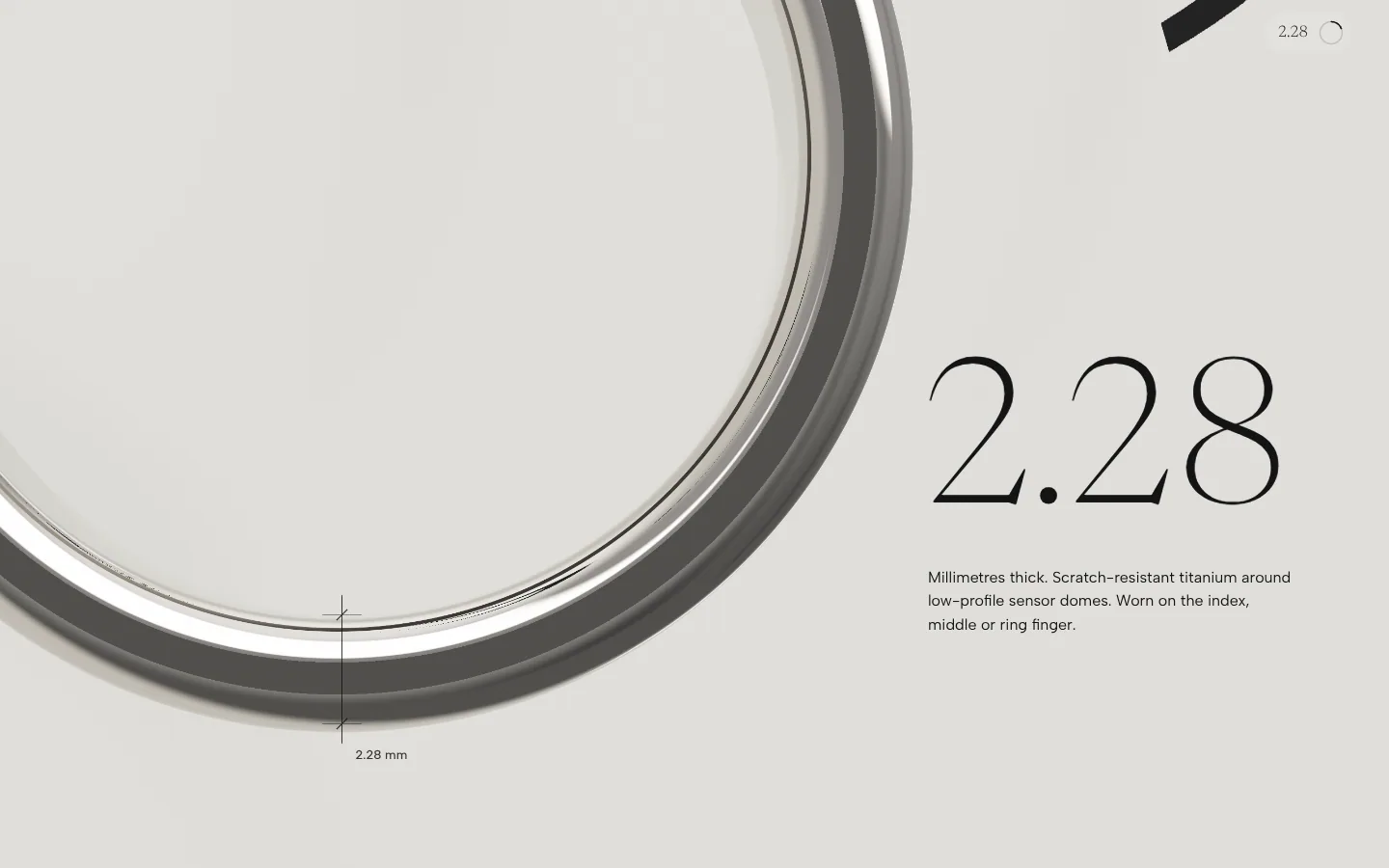 Oura Ring 5 — 2.28 mm, the band’s thickness
