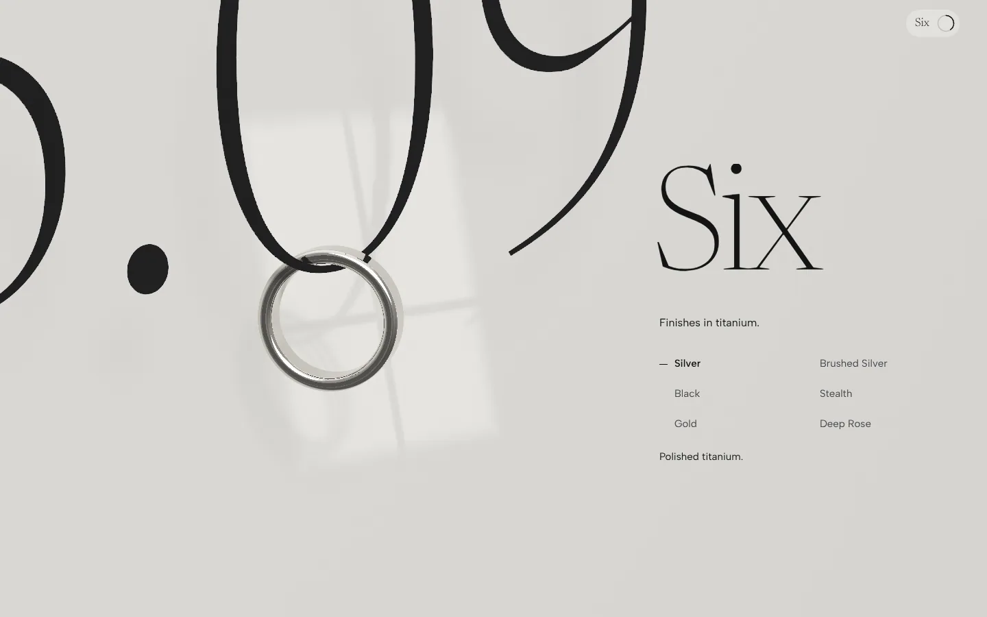 Oura Ring 5 — six finishes; picking one re-finishes the ring