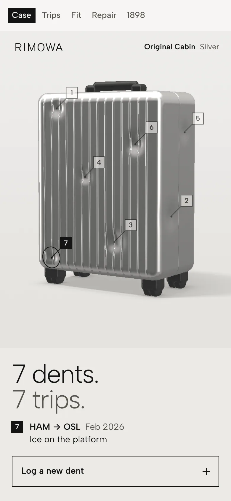 RIMOWA Patina — the case: seven dents, seven trips