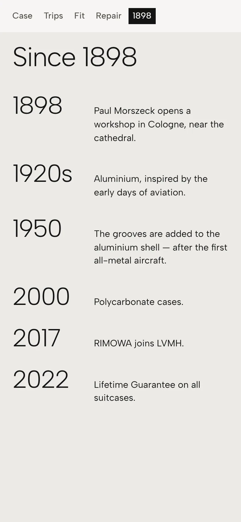 RIMOWA Patina — six dated lines from RIMOWA’s history