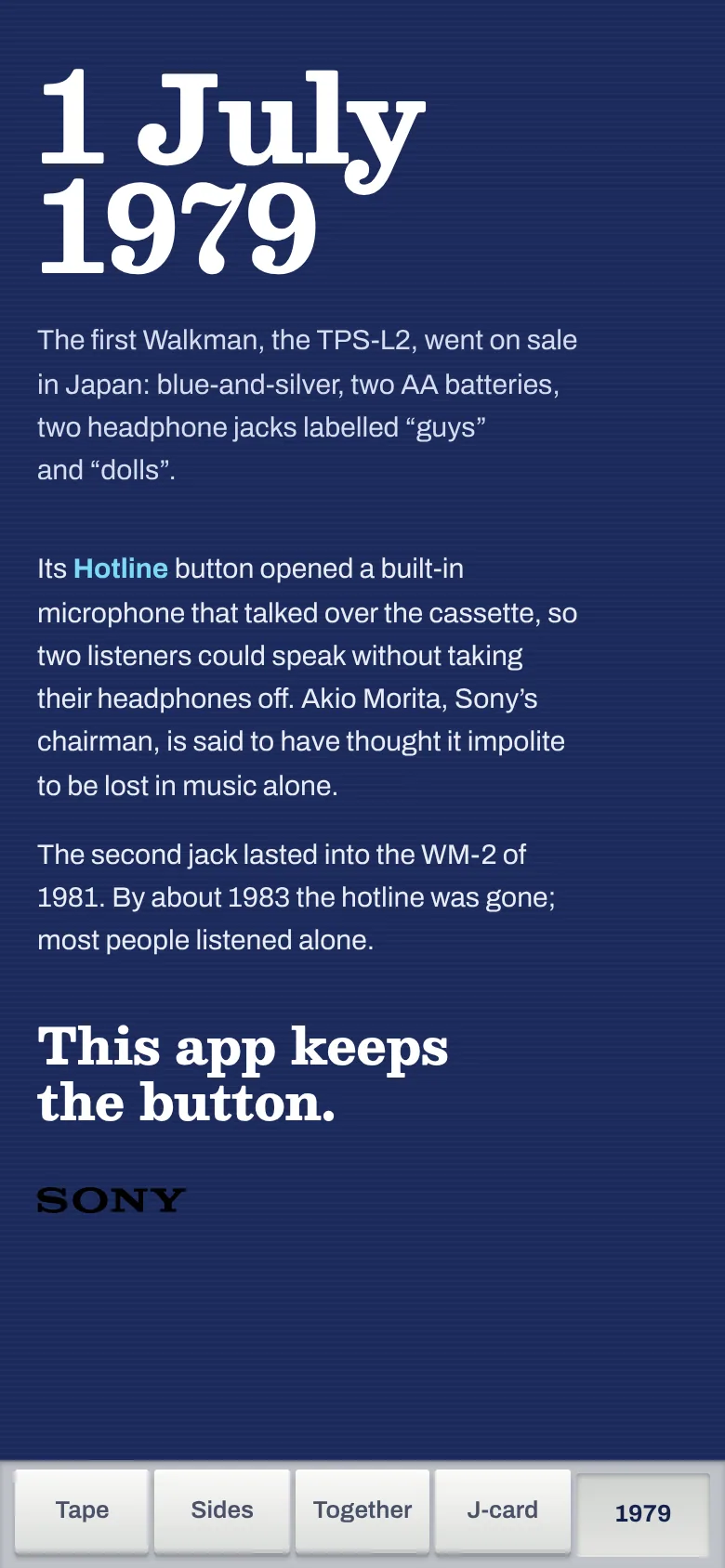 Walkman Hotline — 1979: the TPS-L2 story