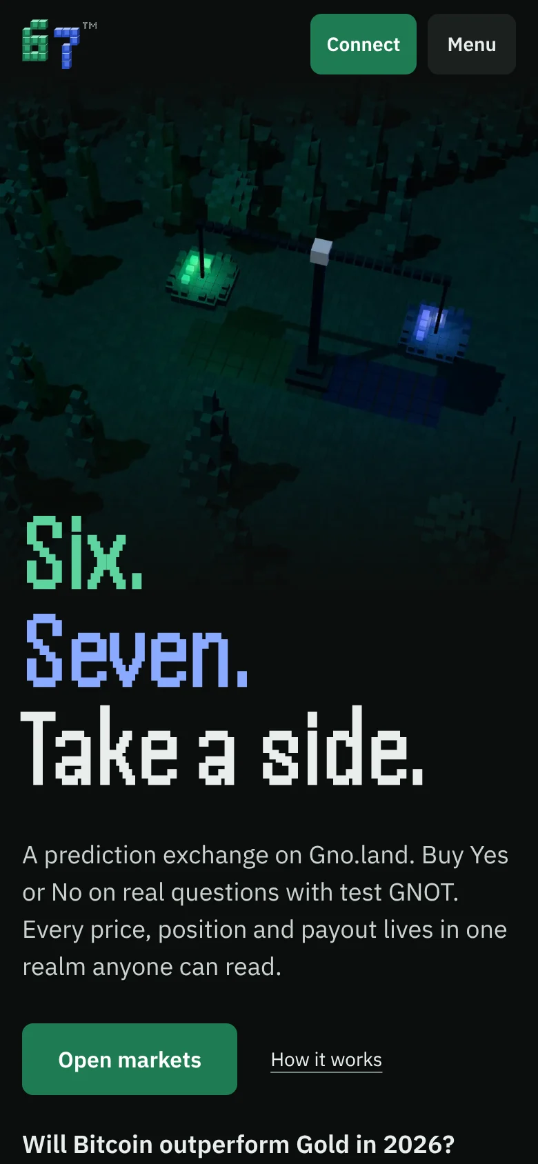 67 — the home page on a phone