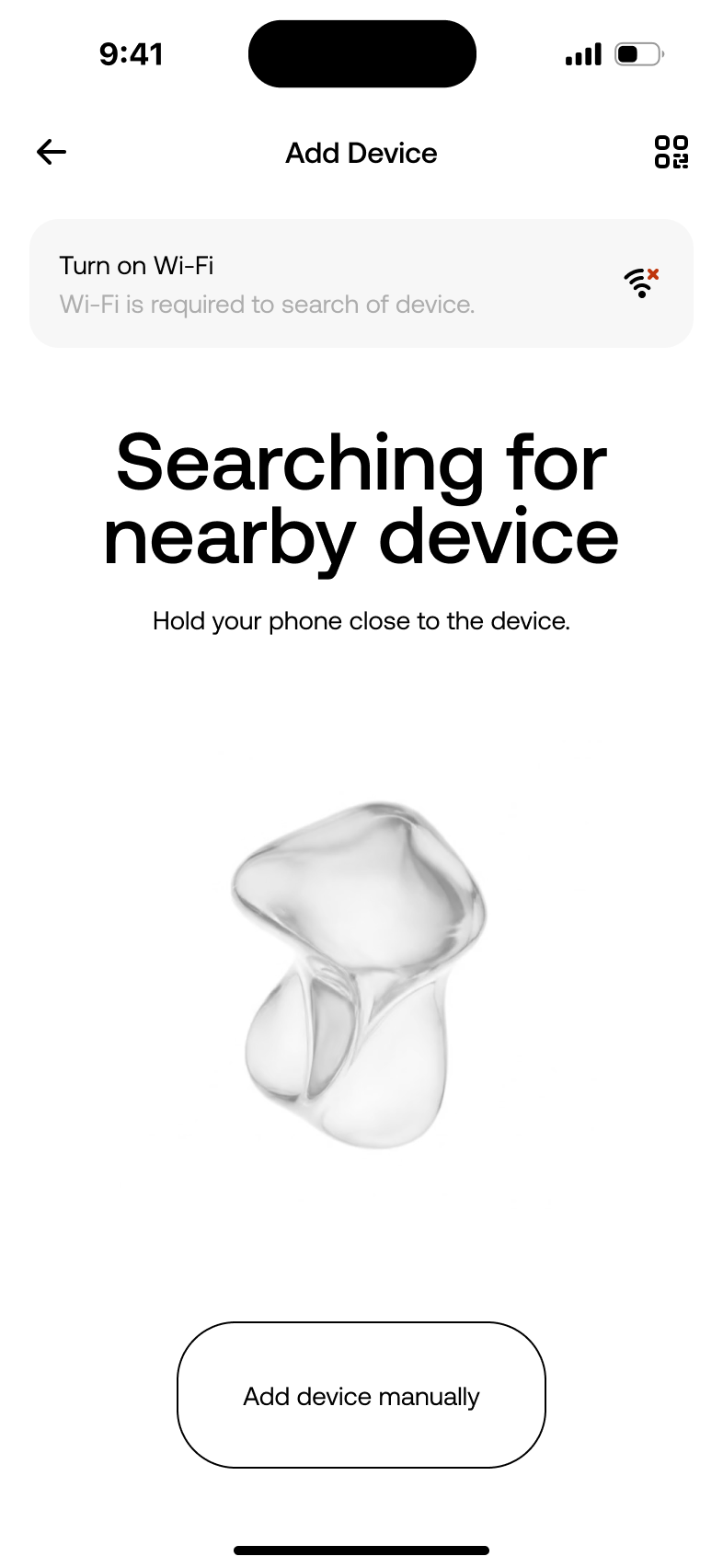Nearby discovery · Wi-Fi prompt and manual alternative