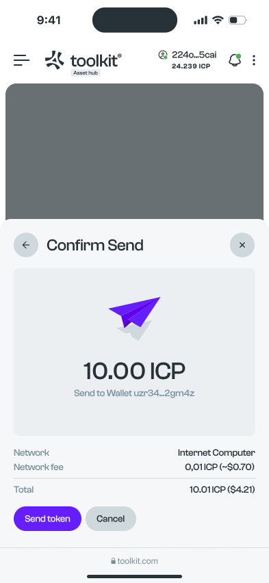 Asset hub · Transfer confirmation