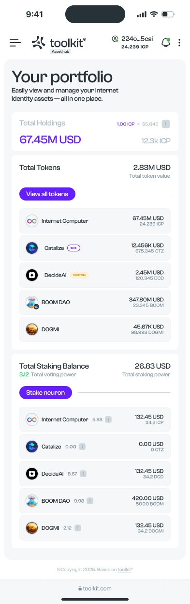 Asset hub · Mobile portfolio overview
