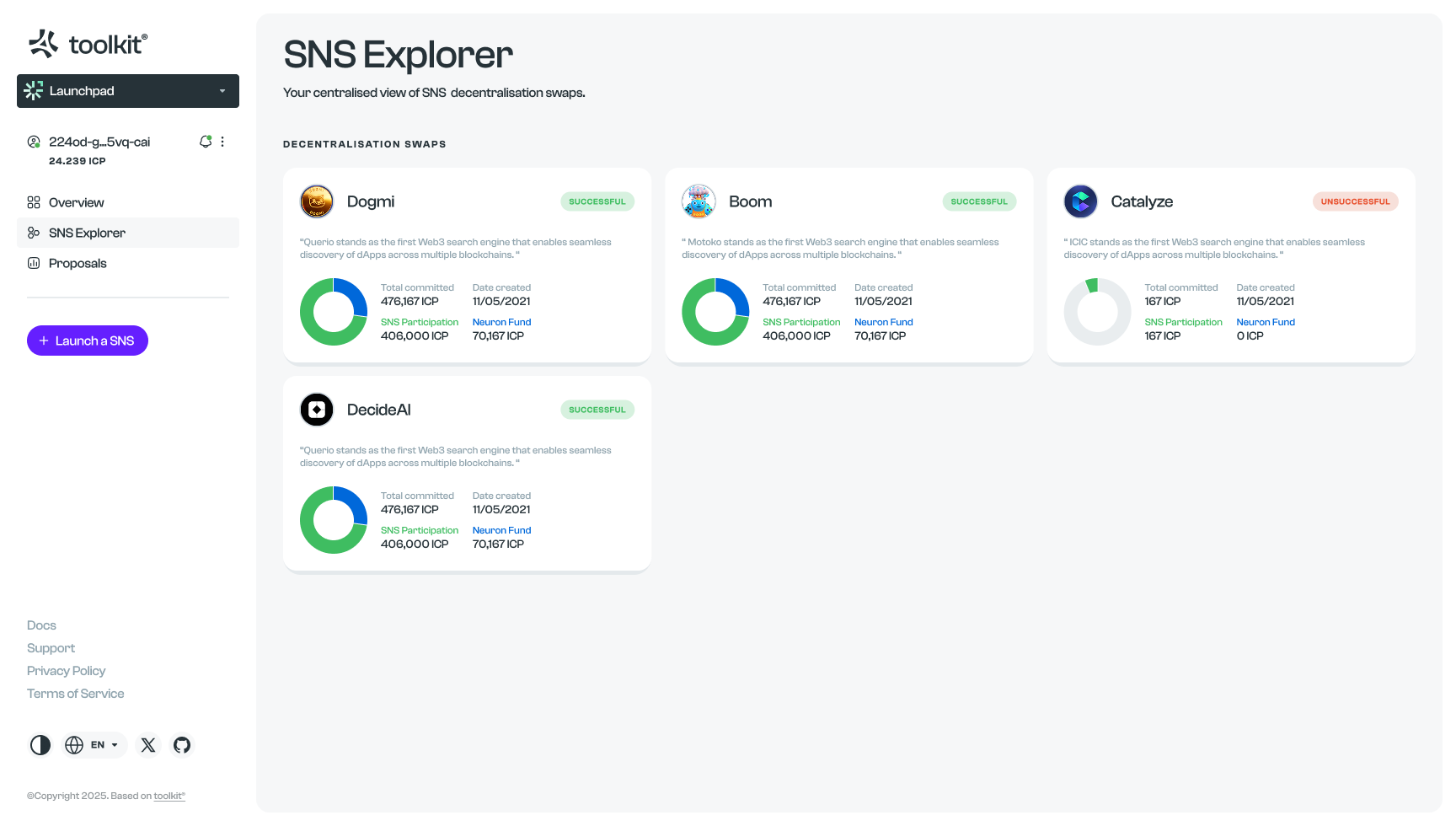 SNS Explorer · Community project directory