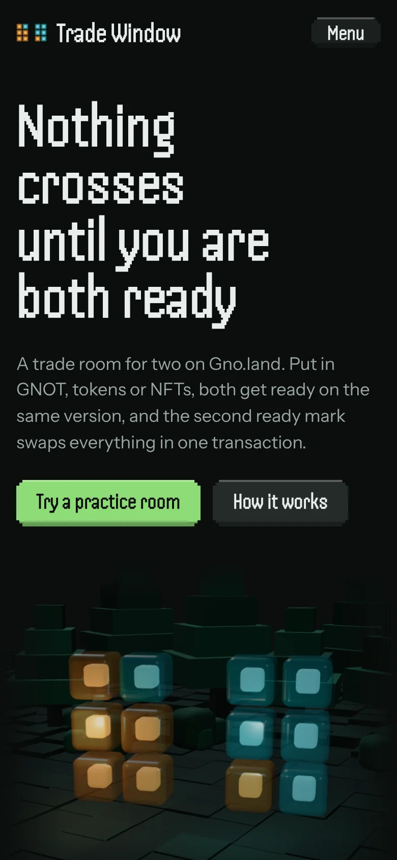 Trade Window — the home page on a phone