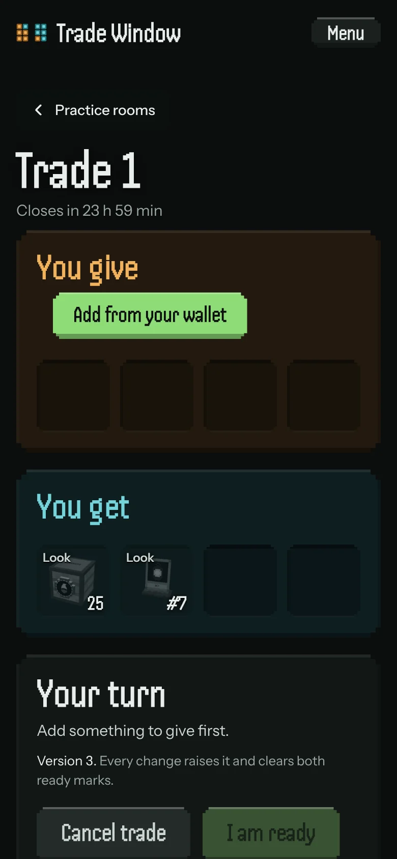 Trade Window — your turn: add something to give