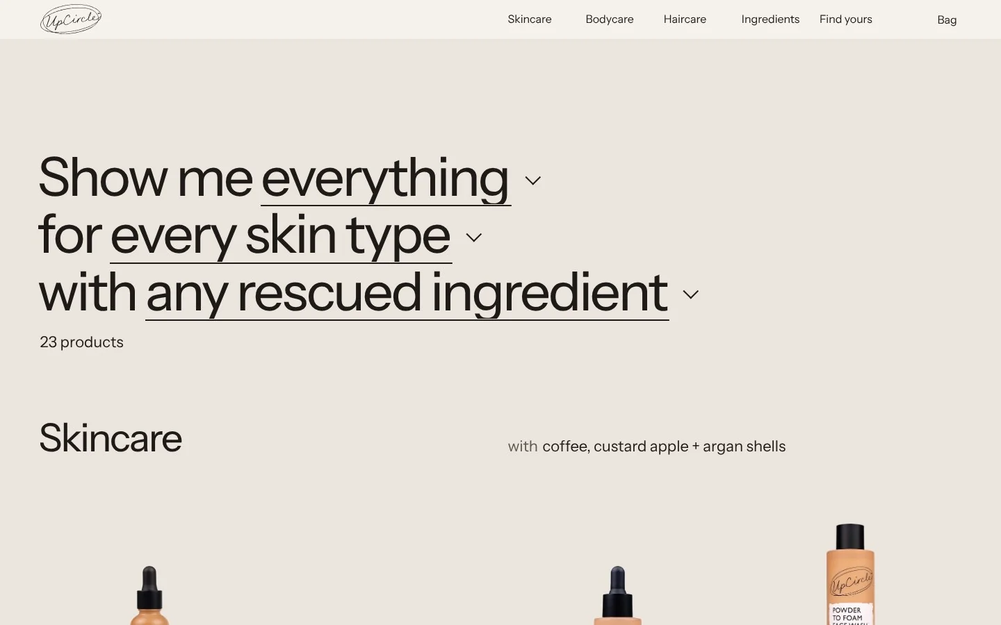 UpCircle With — the catalogue, range by range