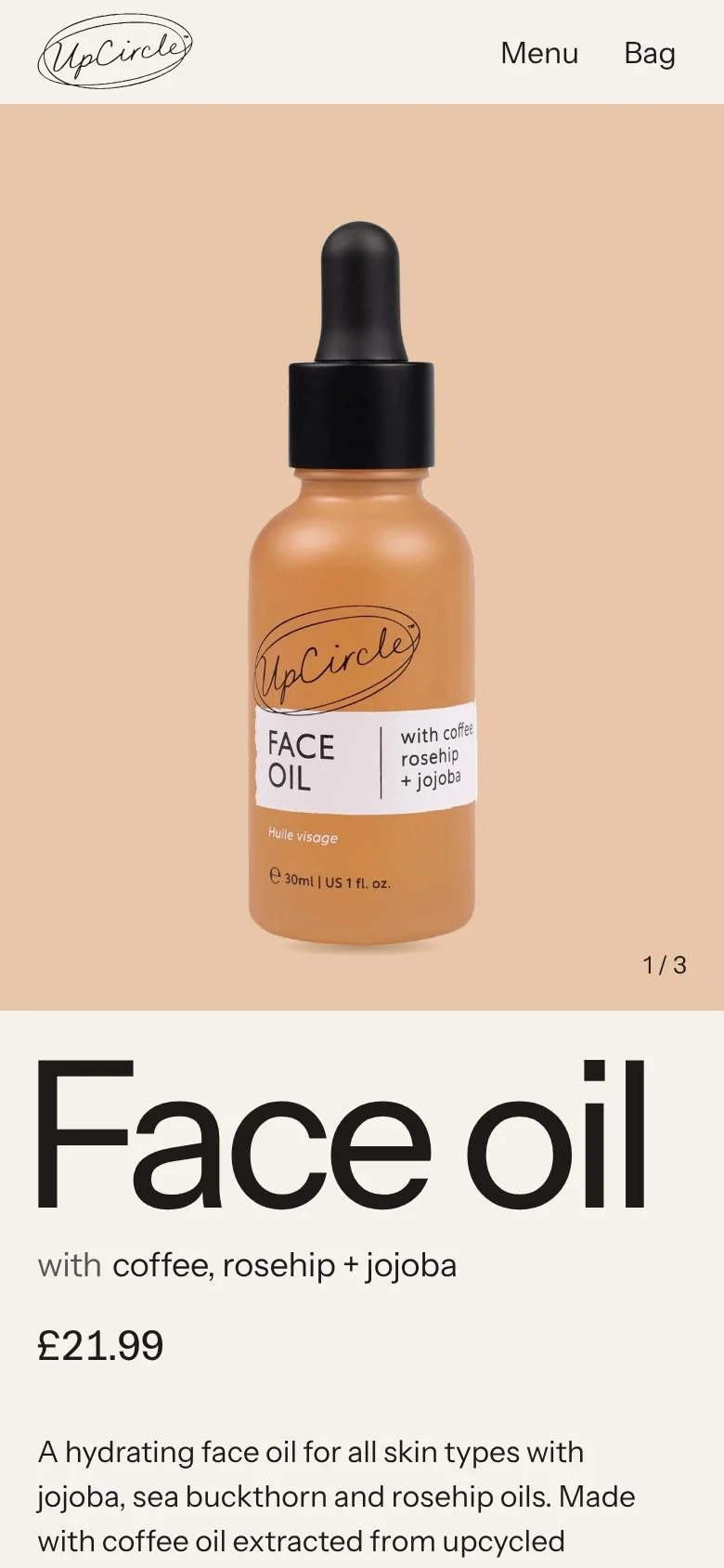 UpCircle With — the face oil on a phone