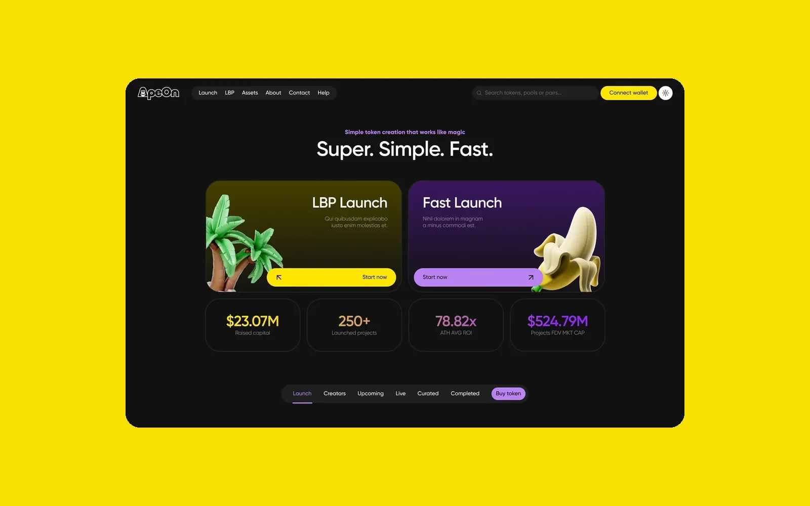 ApeOn — the launchpad’s home on yellow