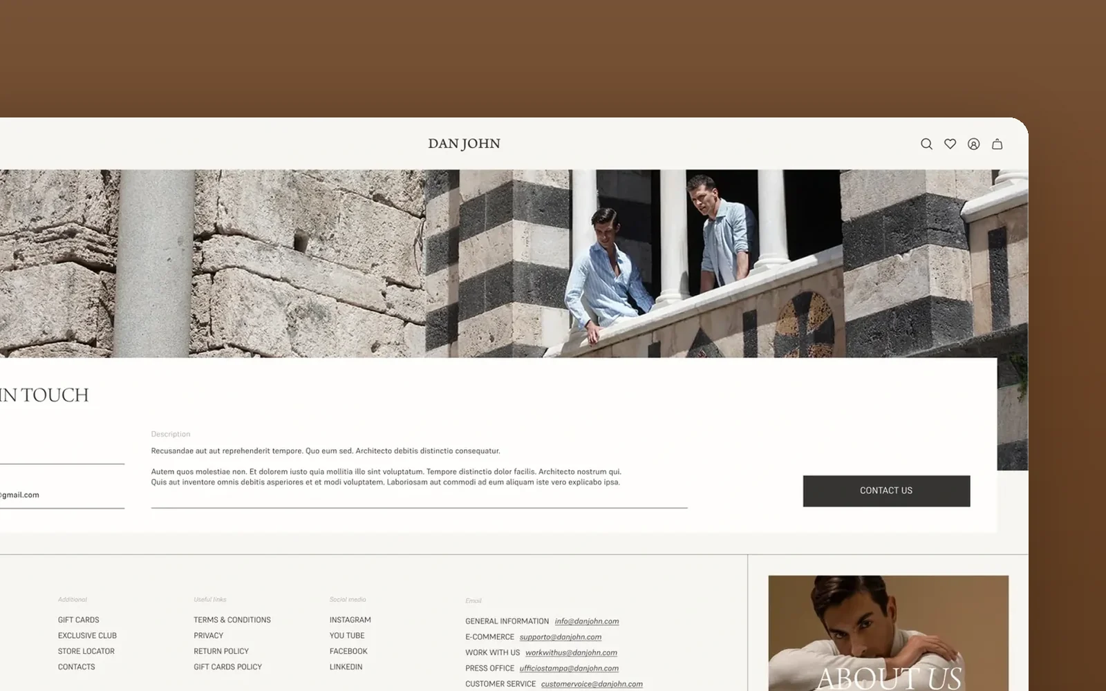 Dan John — the contact page of the store