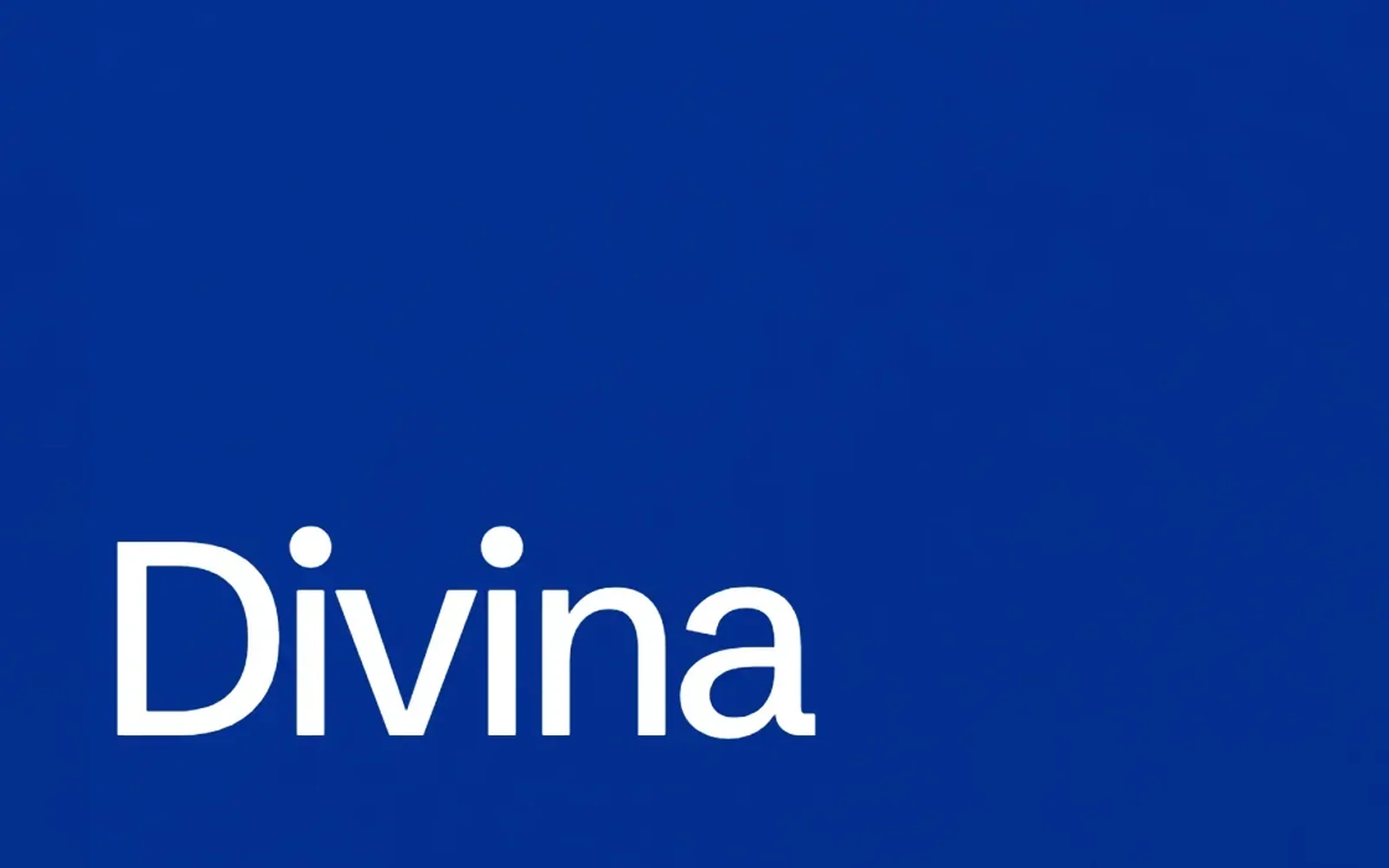 Kvadrat Divina — the Divina wordmark on blue