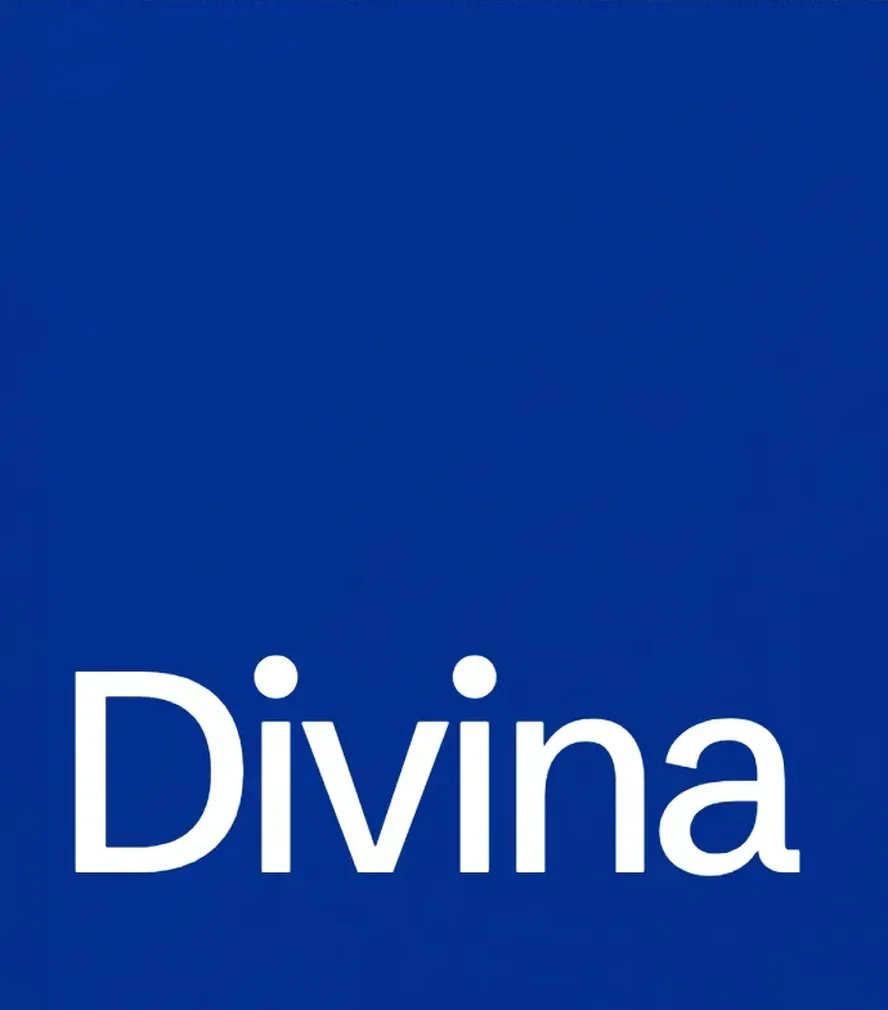 Kvadrat Divina — the Divina wordmark on blue