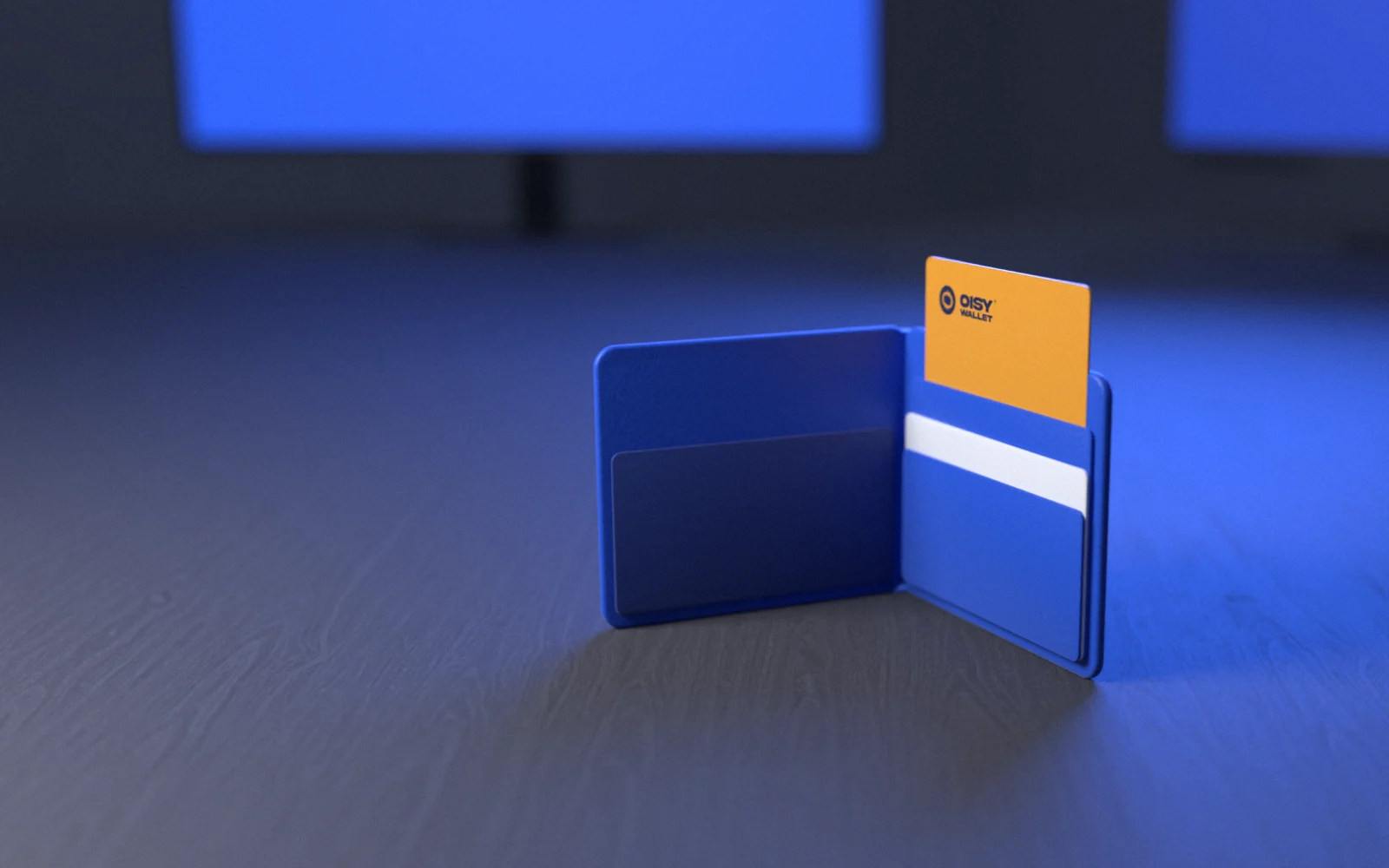 Oisy — a blue wallet holding an Oisy card