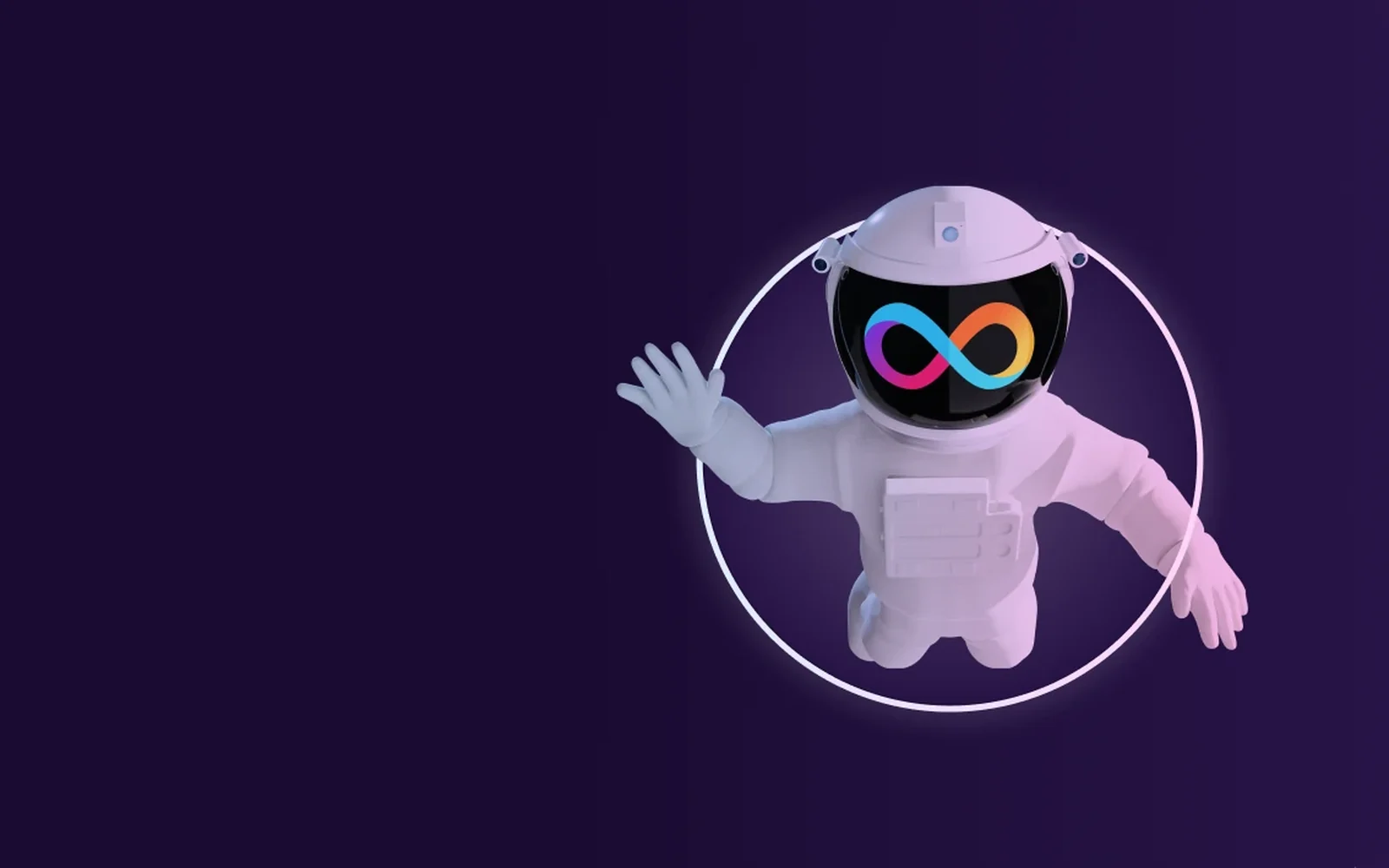 Presentation for TOKEN2049 — an astronaut with the Internet Computer mark on the visor