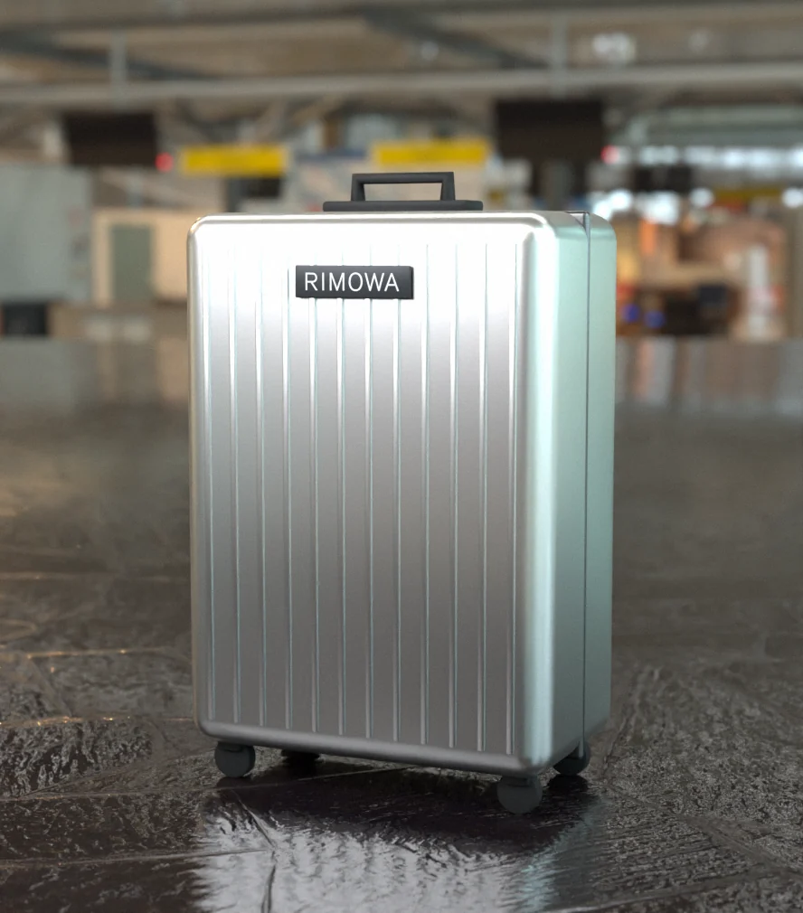 RIMOWA Patina — the grooved aluminium case in an airport hall