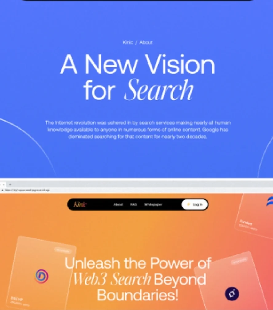 Kinic — landing page on a display and a phone