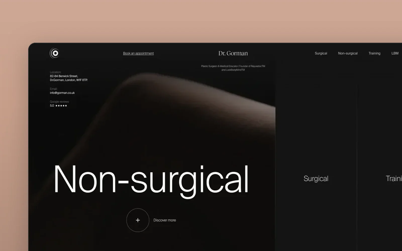 Dr. Gorman — clinic website on a display