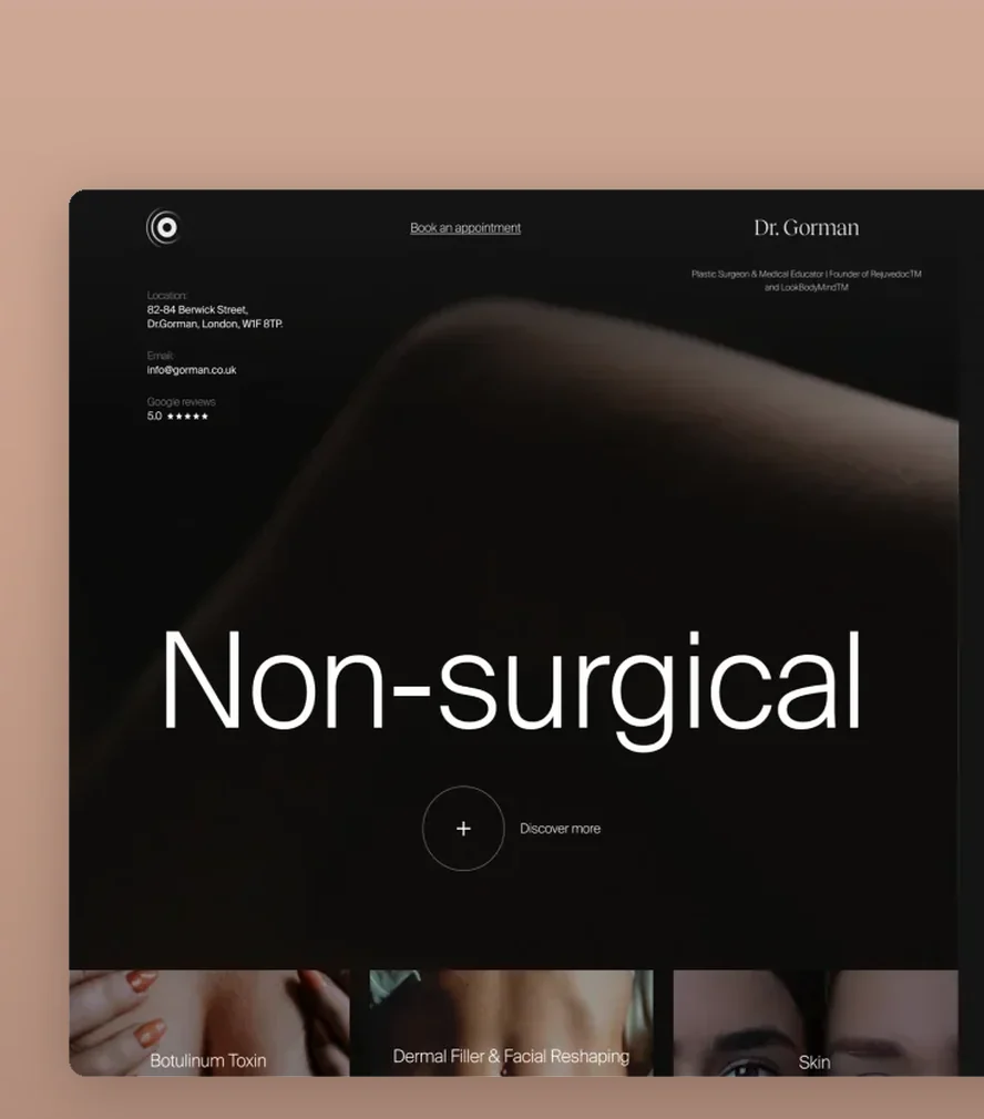 Dr. Gorman — clinic website on a display