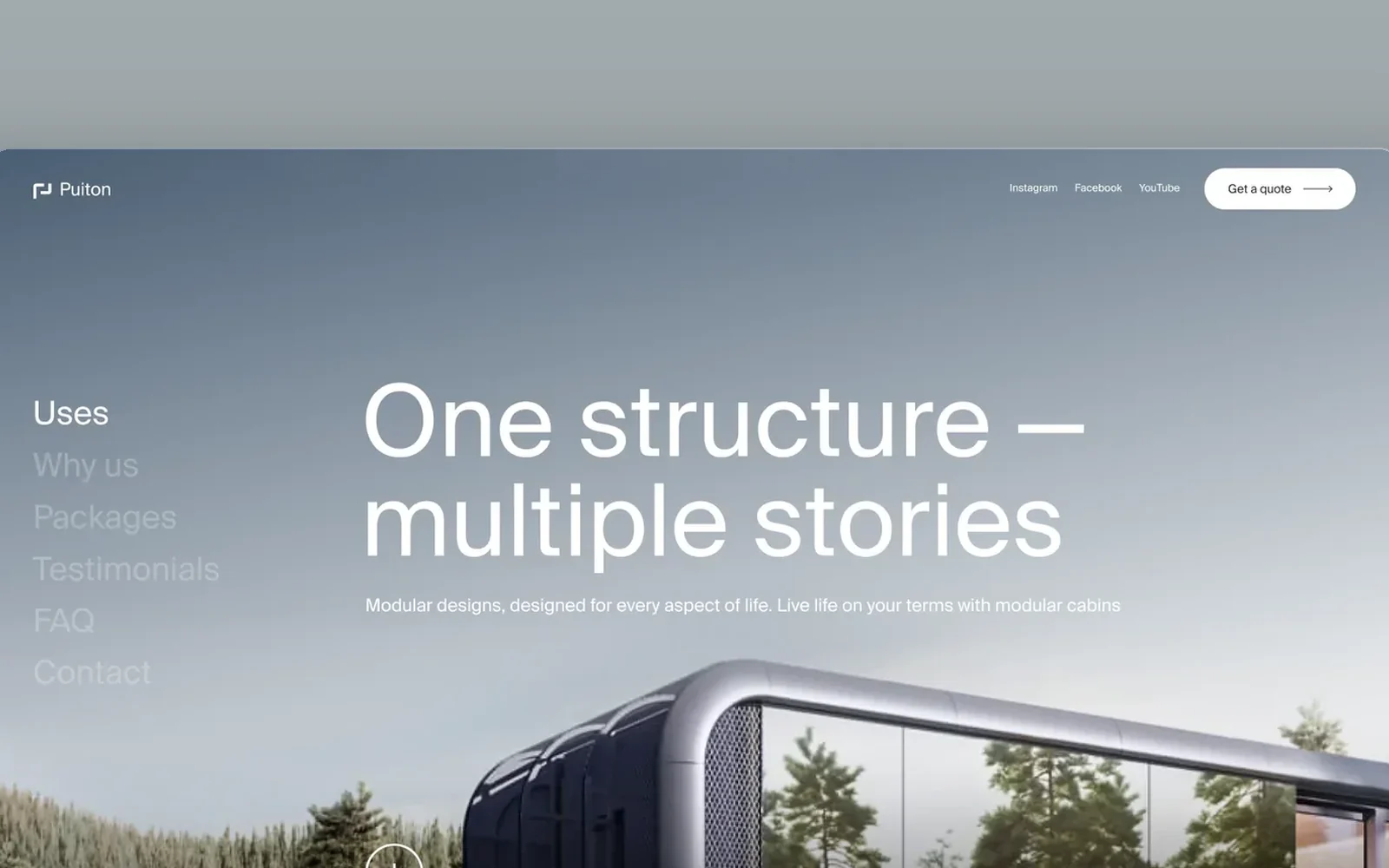 Puiton — the modular cabins website’s opening