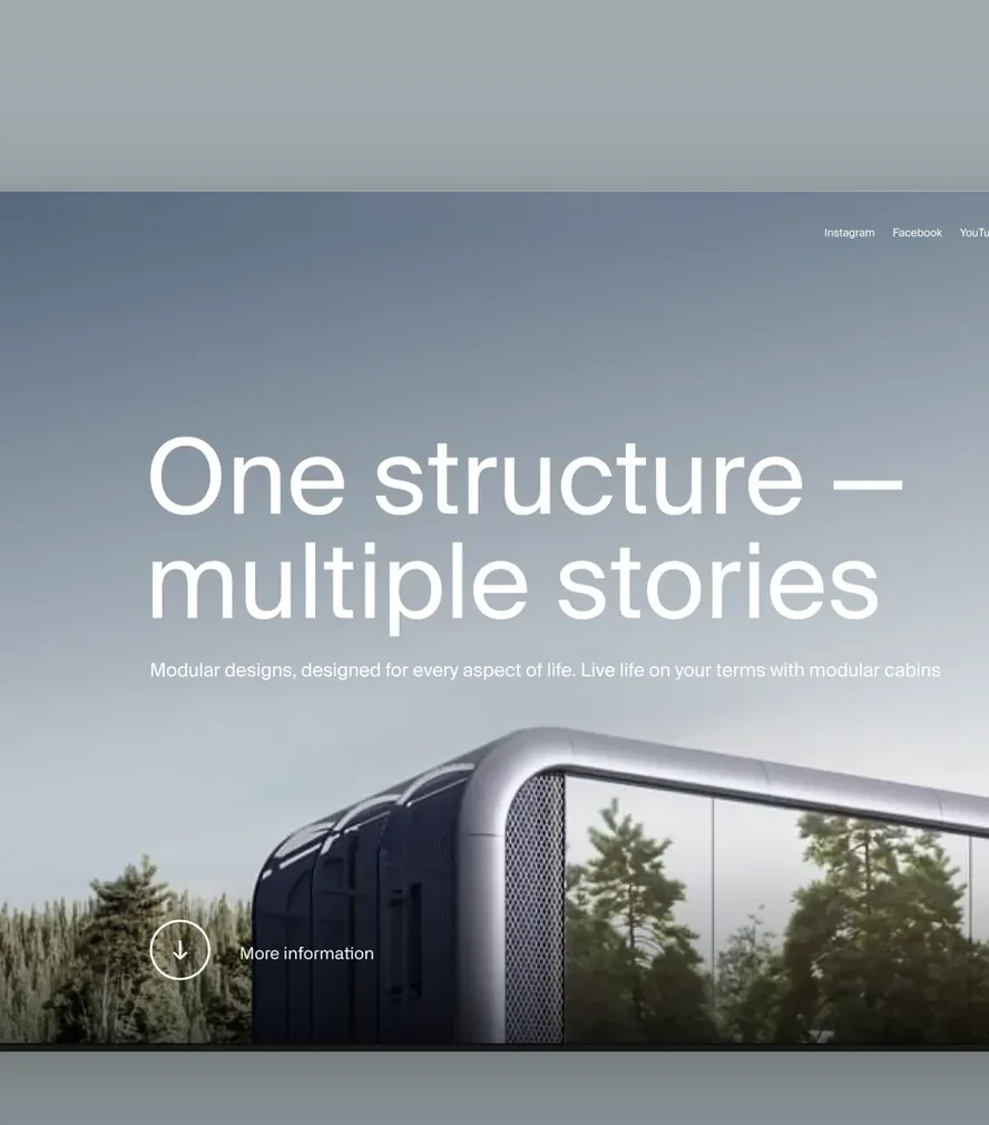 Puiton — modular cabins website on a display